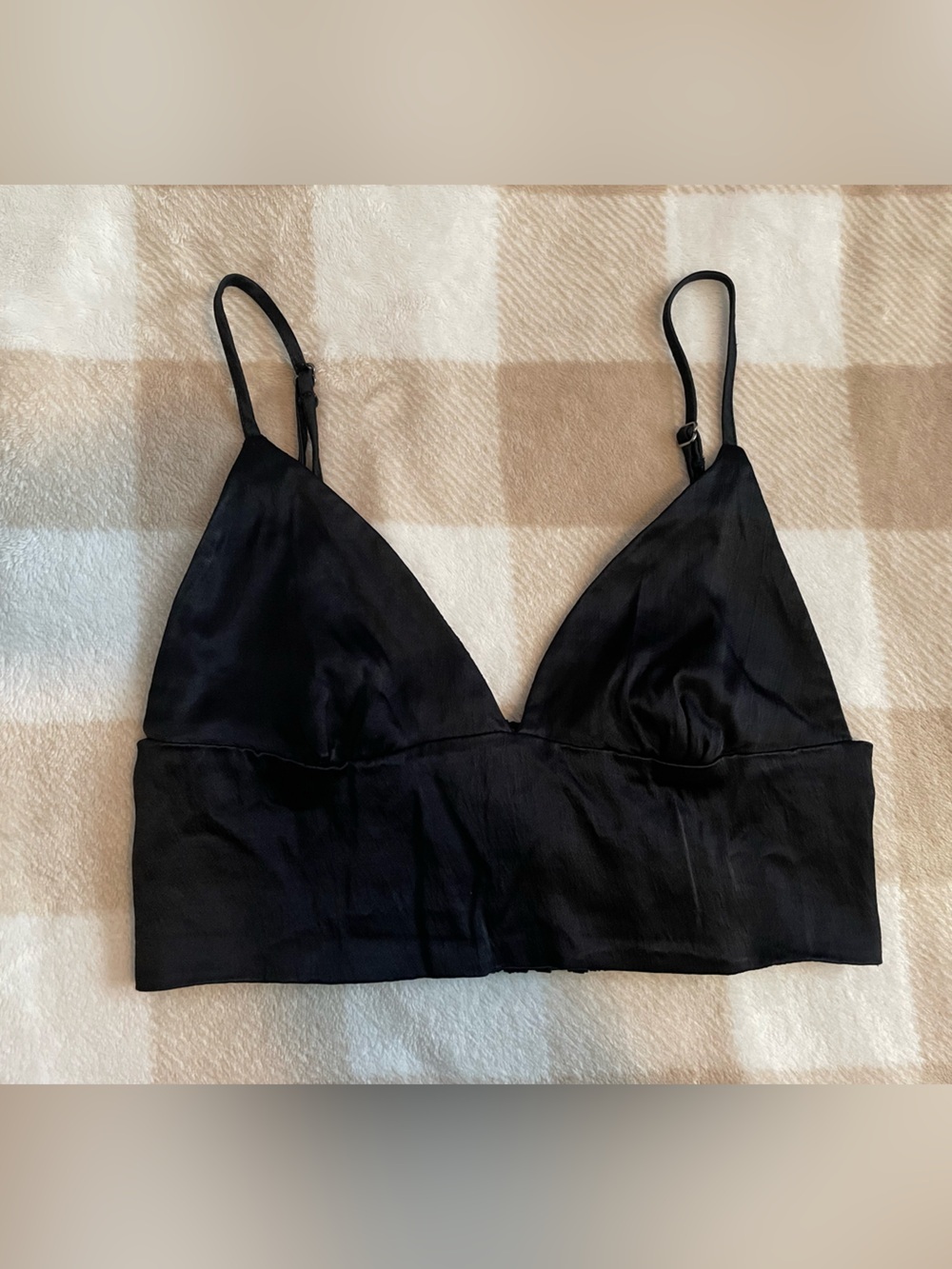 Zara Women’s size Small Black Satin Bralette Top